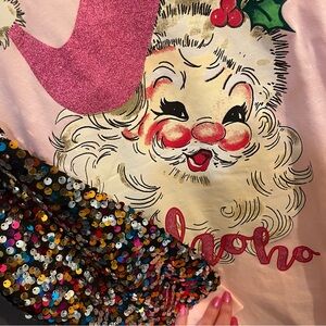 Santa Retro Vintage New Nwt Sequined Top Pink Christmas Ugly Tacky Grace & Emma